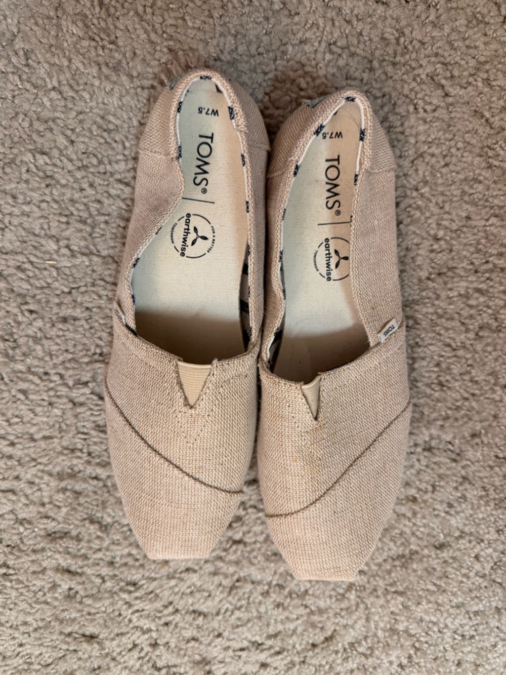 TOMS Classic Slip-On Canvas Shoes in Light Beige